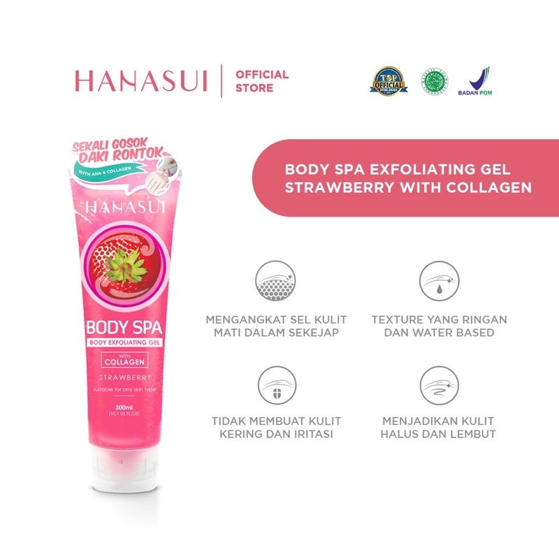 Hanasui Body Spa Exfoliating Gel with Collagen Pembersih Daki Kulit Tubuh Perawatan Kulit Tubuh Mulus