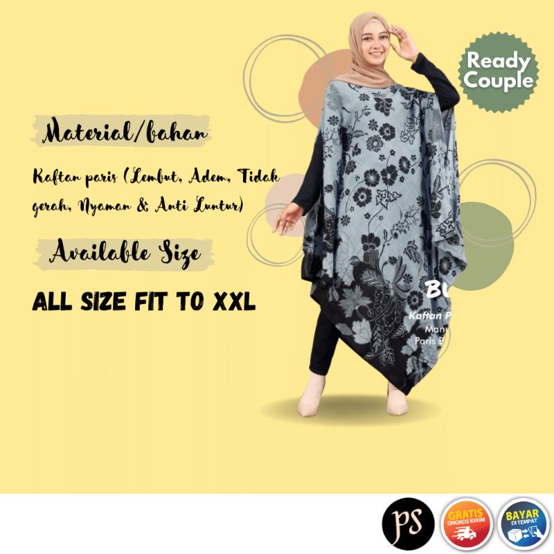 Baju Kaftan Wanita Batik Modern Jumbo Kaftan Kondangan Batik Premium Bunga Abu