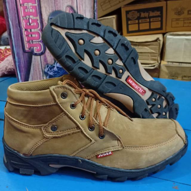 Sepatu boots juger pria kulit asli JG 046