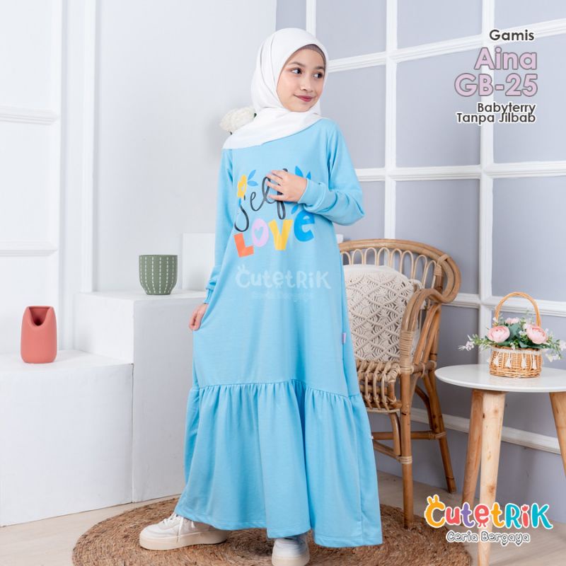 Gamis anak cutetrik / gamis kaos anak / gamis kaos babyterri / Gamis aina cutetrik
