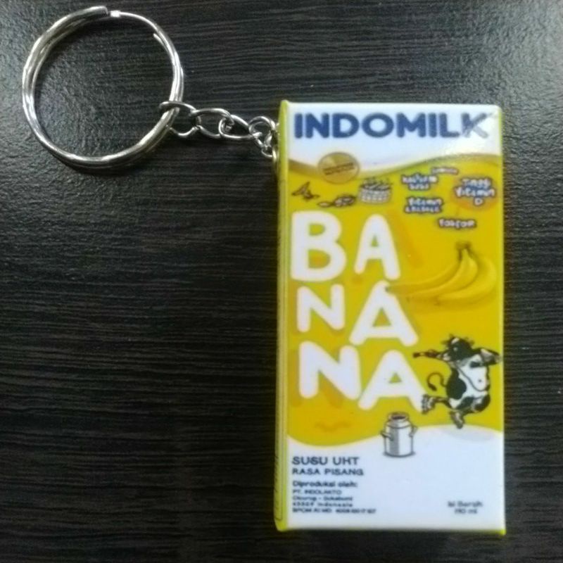 GANTUNGAN KUNCI UNIK MURAH MINIATUR KOTAK MINUMAN-Indomilk Banana
