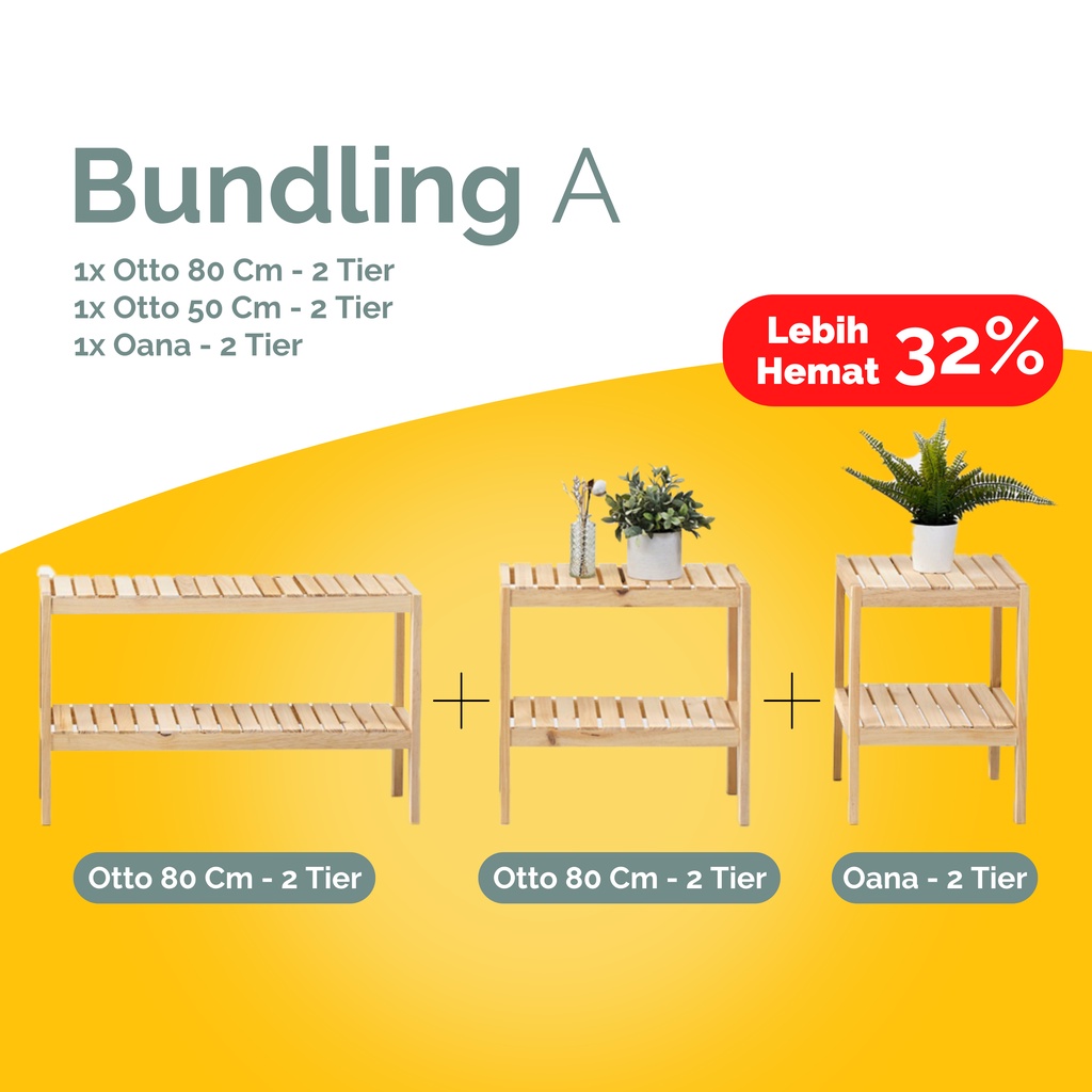 UP SPACE Paket Rak Serba Guna Otto Oana A / Rak Kayu / Rak Susun / Rak Multifungsi / Wooden Shelf / 