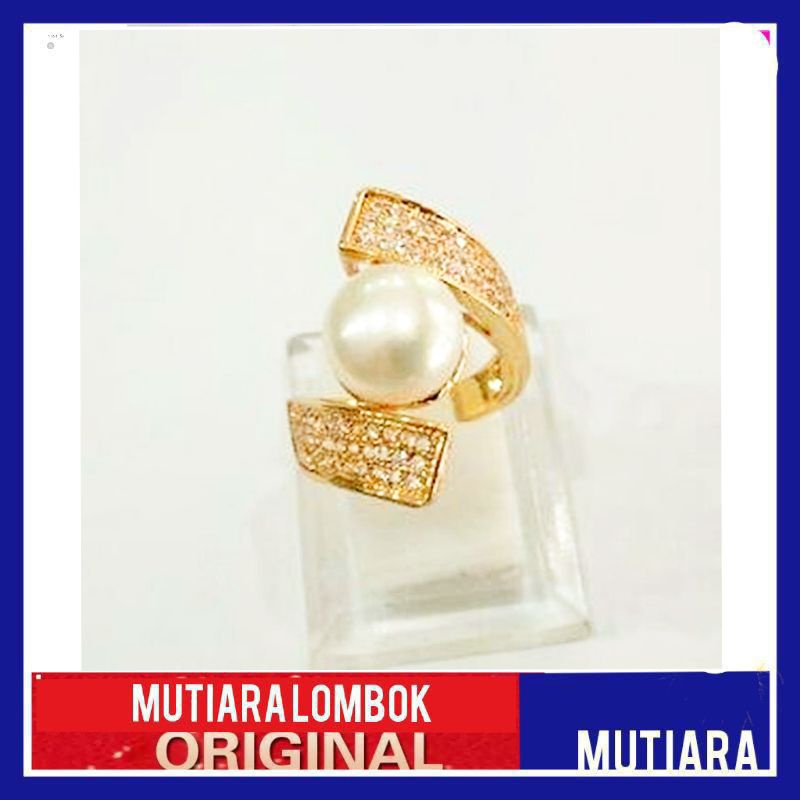 cincin mutiara air tawar mutiara lombok perhiasan wanita cincin mutiara cincin rhodium lapis emas
