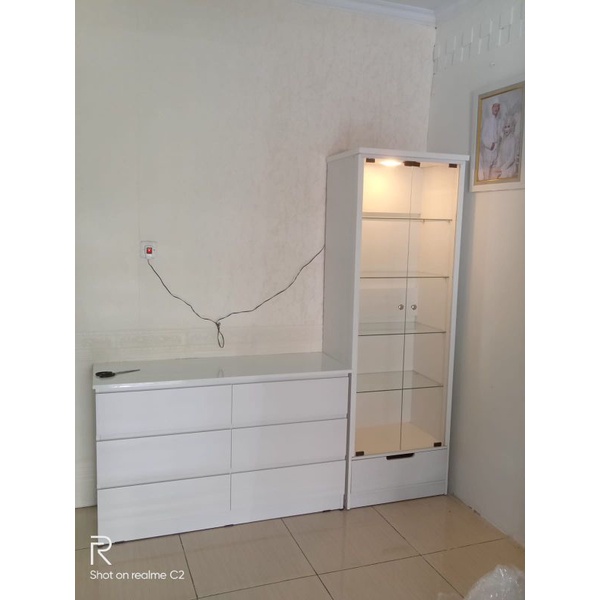 lemari kaca+bufet laci