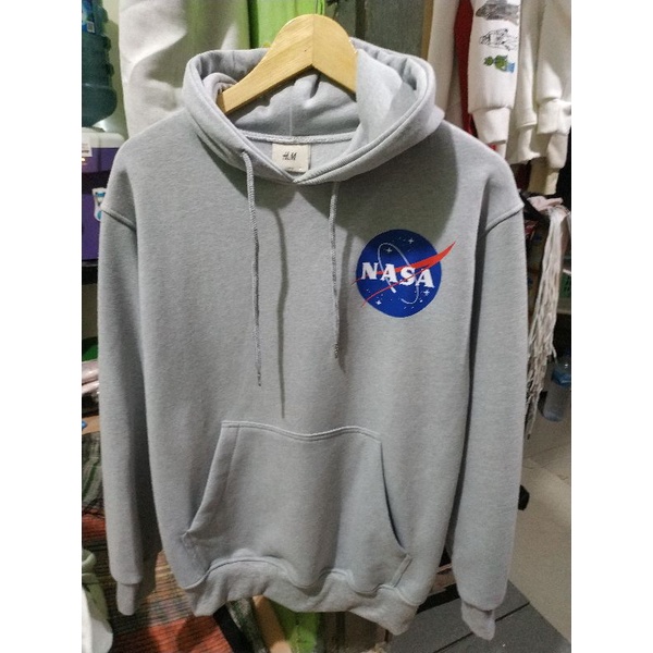 Hoodie HnM NASA World Black Grey Jaket Hitam Free Paper Bag