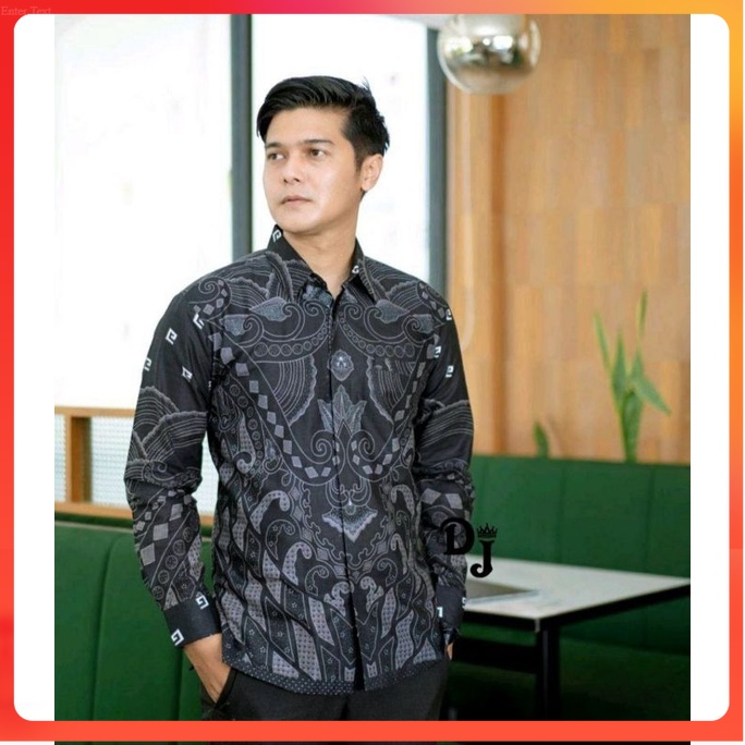 Kemeja Batik Pria Lengan Panjang BATIK HRB026 motif KERATONAN Kode 002 size M L XL XXL Reguler