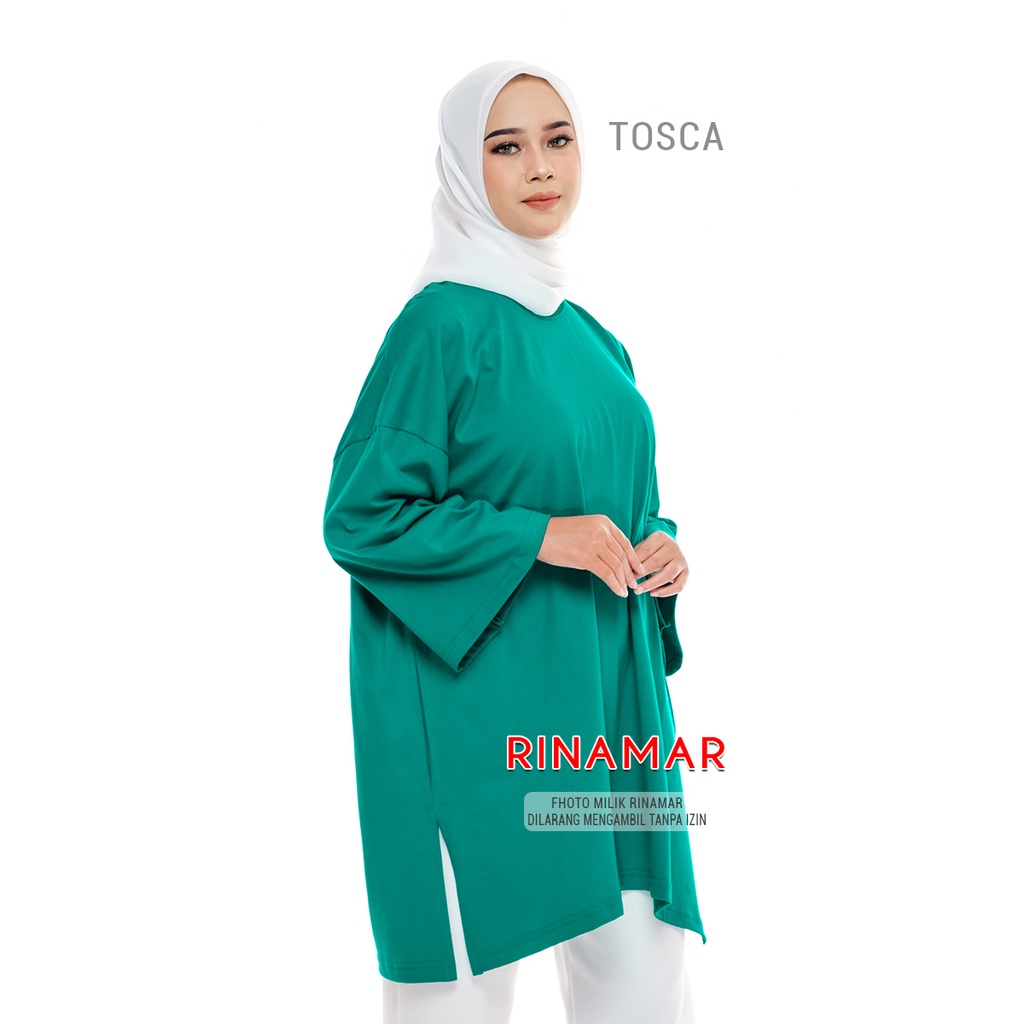 Kaos Tunik Jumbo Oversize Wanita Terbaru Kekinian Hijau Tosca