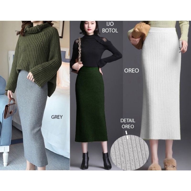 (R80) Rok rib knit midi skirt 80cm