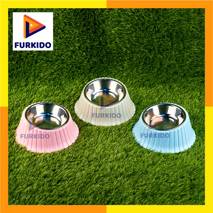 Richu Pet Bowl Stainless Stell Plastic 170 ml Mangkok Anjing Miring