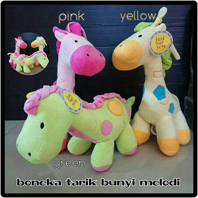 boneka tarik bunyi musik melodi tanpa batere mainan anak bayi jerapah dino dinosaurus baby toys