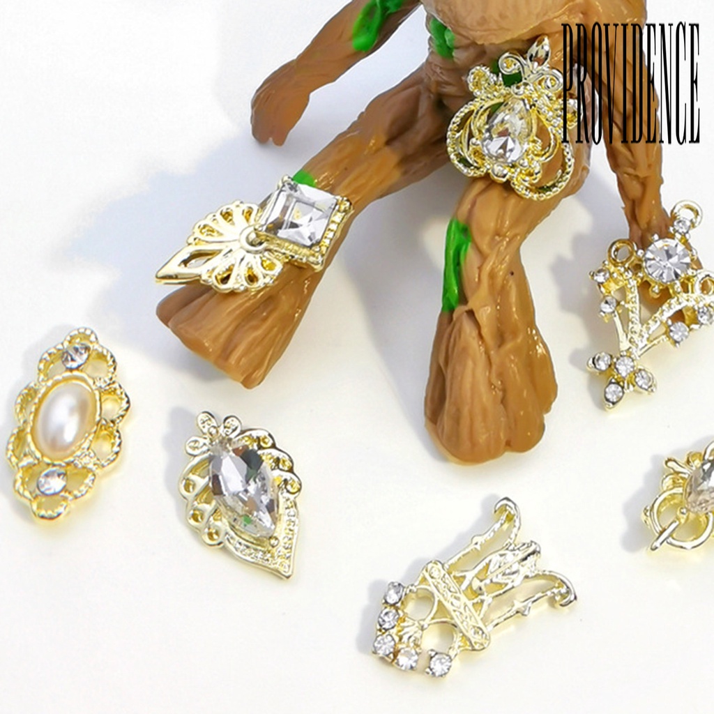 Providence 10Pcs / Set Hiasan Kuku 3D Gaya Retro Aksen Kristal Imitasi Untuk Nail Art / Manicure
