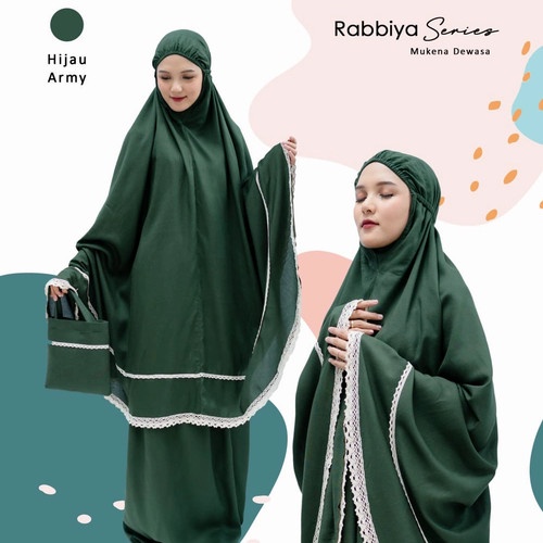 MUKENA KATUN RAYON DEWASA RABBIYA SERIES MOTIF RENDA POLOS