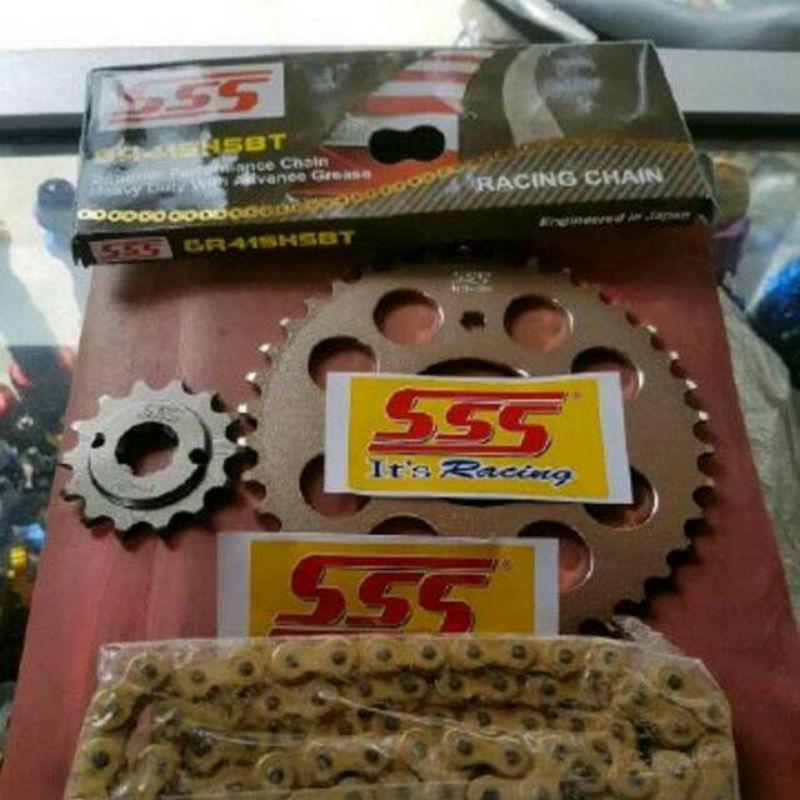 Gear set sss 415 satria FU 150 rantai full sss