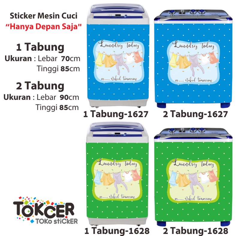 Stiker Mesin Cuci 1 dan 2 Tabung LAUNDRY Today