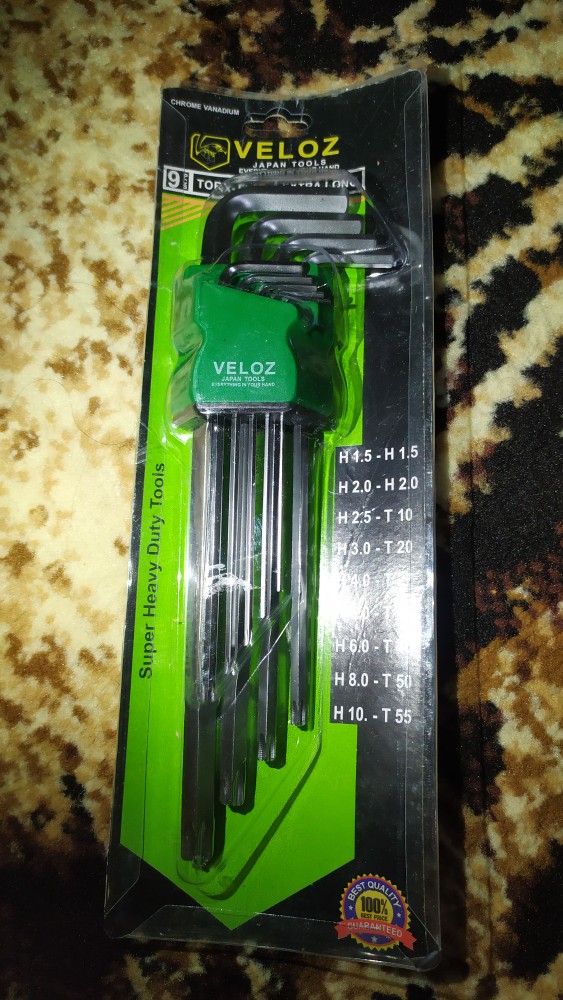 Veloz 9 Pcs Kunci L Panjang Kombinasi Hex - Star Vanadium Chrome