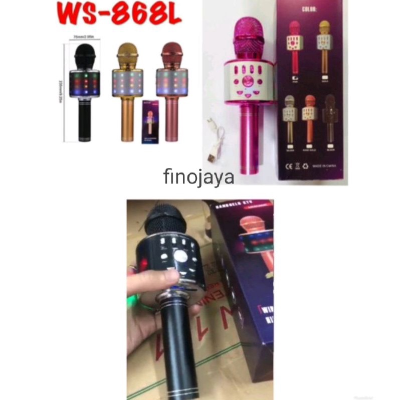 Mic Wireless Bluetooth WS 868L Mic Rophone Karoke Nyanyi MC Portable