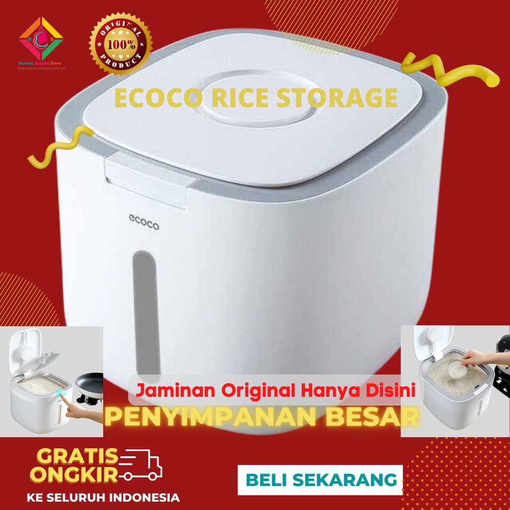 ECOCO Rice Storage Dispenser Wadah Tempat Penyimpanan Beras Dan Makanan Kapasitas 10kg - E2005