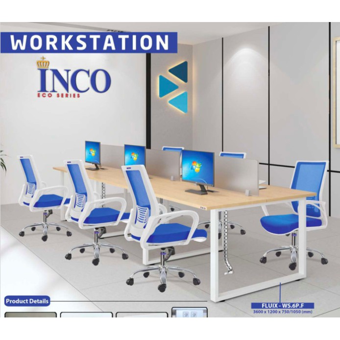 Paket Meja Kantor Meja Kerja Terlengkap & Termurah Indachi Fluix 6 org