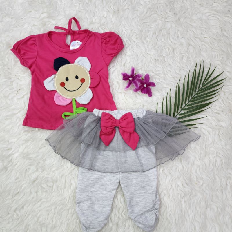 Baju bayi perempuan stelan celana tutu baby girl