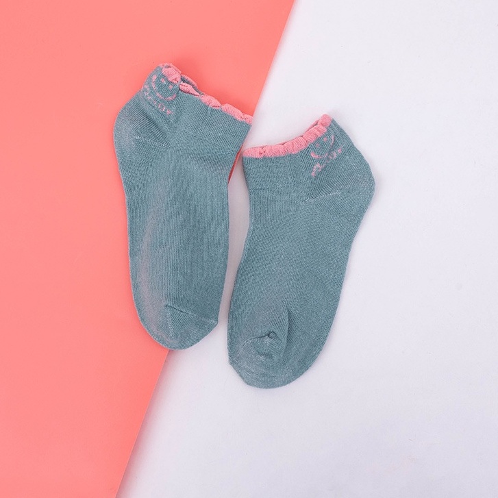 MURMURE.ID | KAOS KAKI WANITA UNISEX RENDA SOCK IMPORT KUALITAS PREMIUM MOTIF MIKI SMILE CS035 CS036-GLBG BLUE GRAY