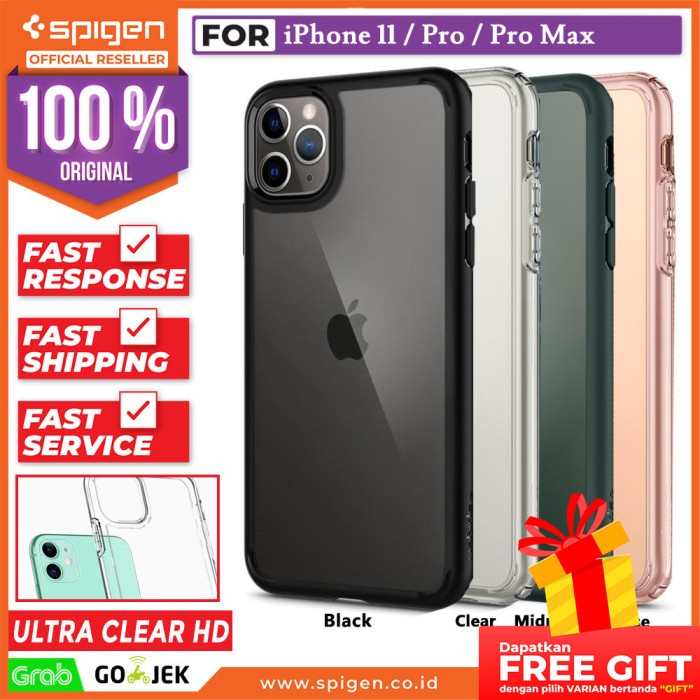 case iphone 11 pro max   11 pro   11 spigen ultra hybrid anti crack   crystal clear  iphone 11