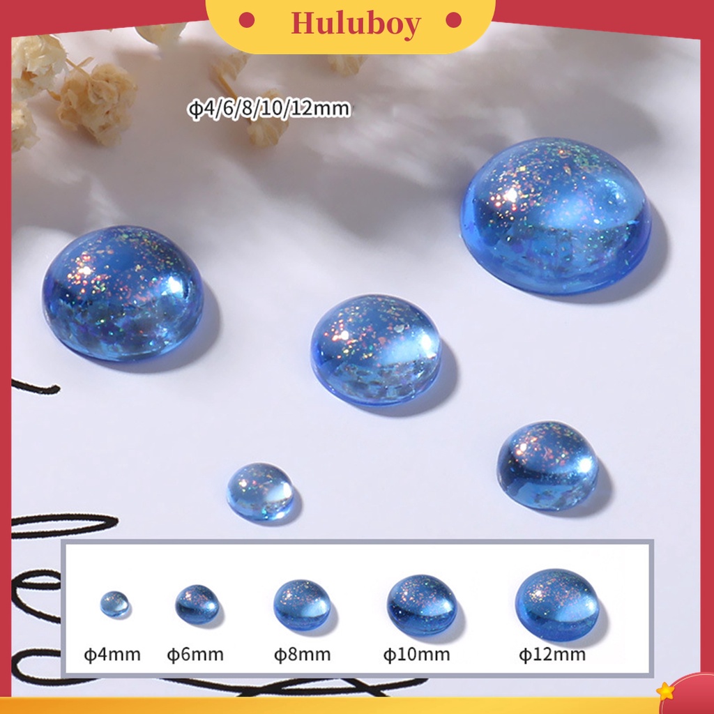 Huluboy Huluboy♡ 100pcs / Kotak Berlian Imitasi Resin Bulat AB Flat Back Warna-Warni Untuk Dekorasi Nail Art / Manicure