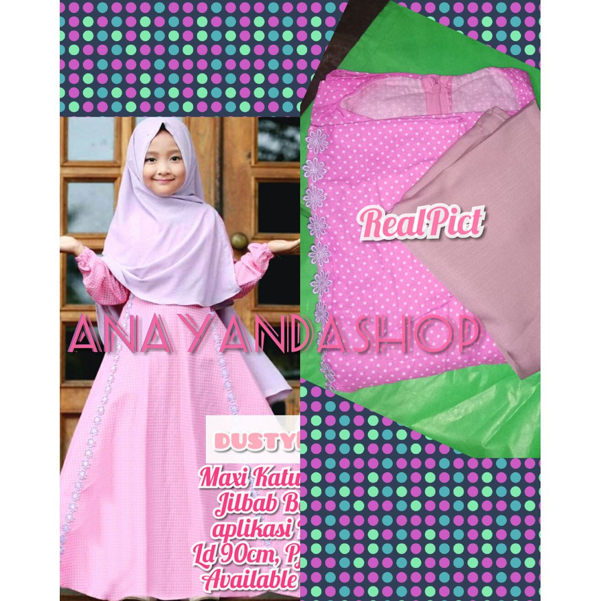 Gamis Syari Alda dotty kids Syari 7-11thn gamis maxi dress anak SD + jilbab - Ungu Murah