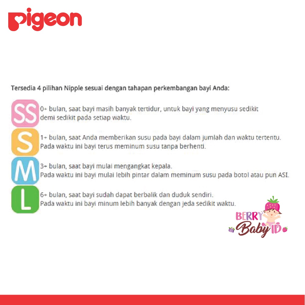 Pigeon Peristaltic Plus Wide Neck Nipple Dot Teat Botol Susu Bayi Berry Mart