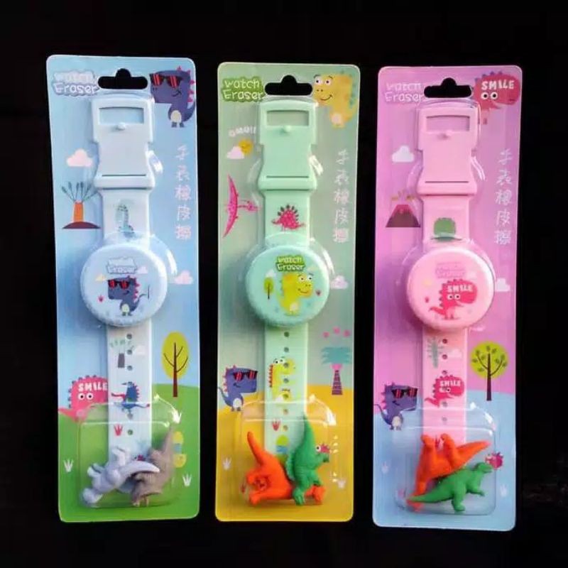 

Jam tangan penghapus / eraser watch import murah / penghapus dinosaurus + jam prnyimpan kado unik