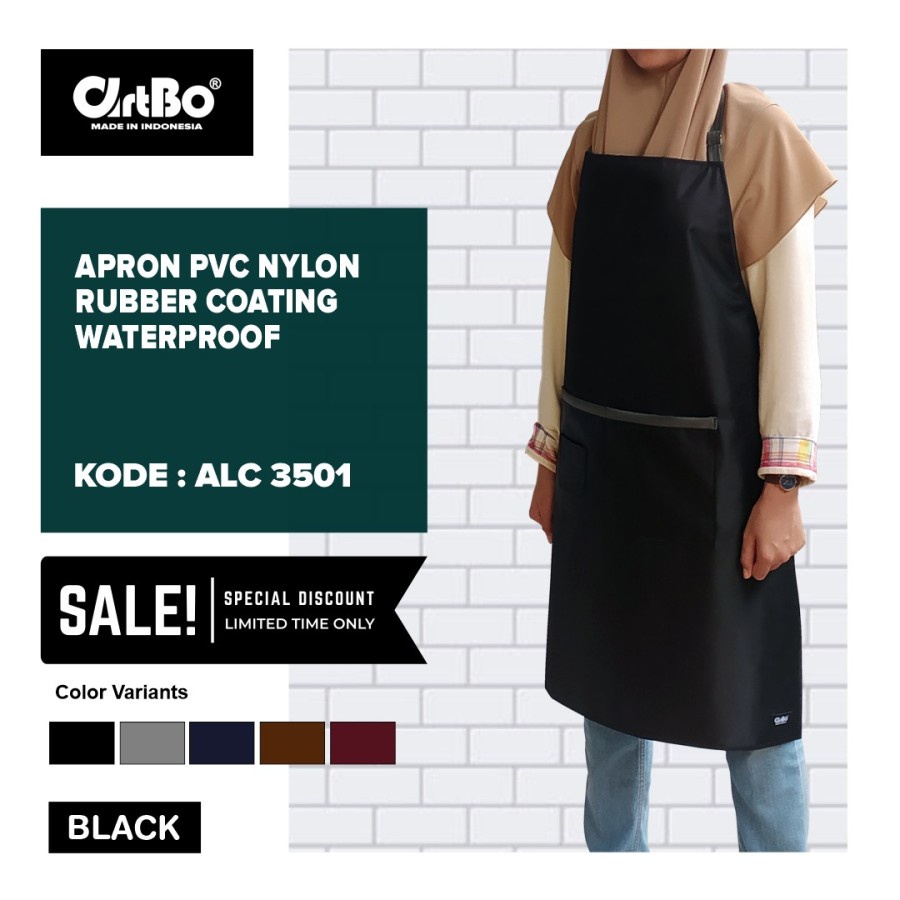 Apron / Celemek PVC Nylon Rubber Coating Waterproof - brown