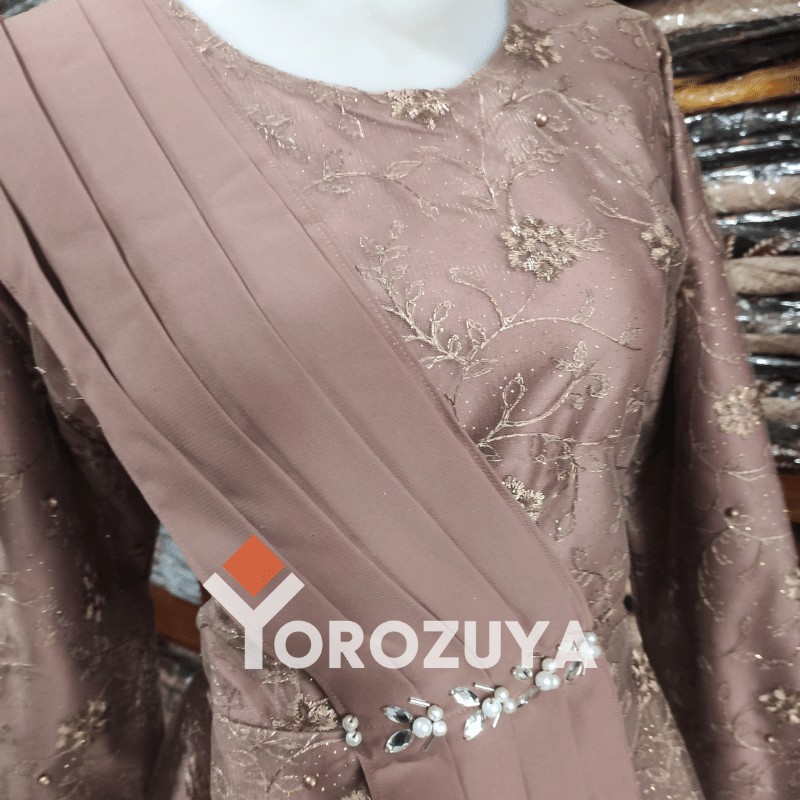 Batik Brokat Couple Kebaya Modern, Kebaya Tunangan Lamaran, Kebaya Wisuda, Kebaya Kondangan-KEBAYA + ROK (Moca)