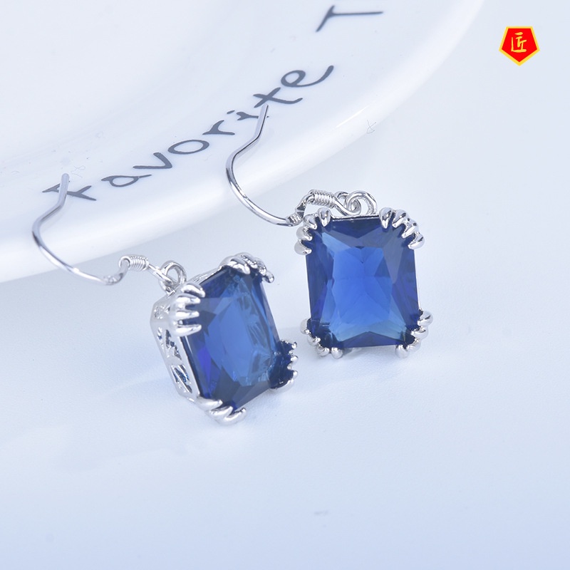 [Ready Stock]Simple Elegant Vintage Inlaid Gemstone Earrings