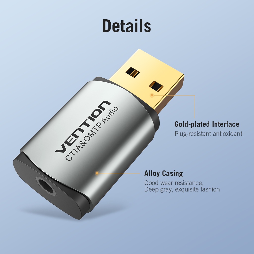 Vention Sound Card Eksternal Usb 2.0 2in1 Untuk Komputer / Speaker / Game Box