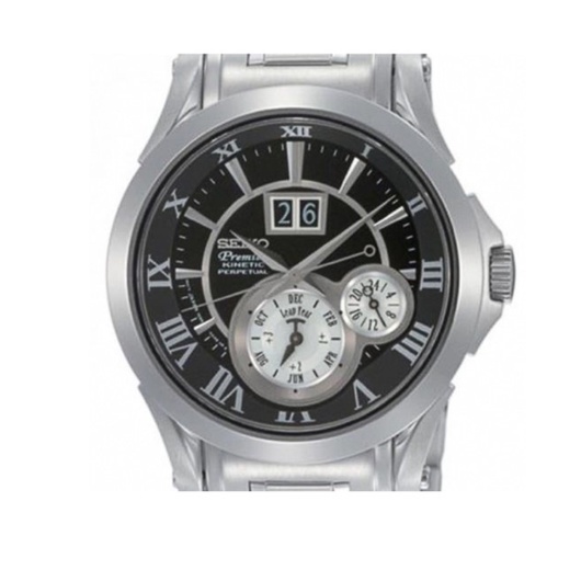 Seiko SNP021P1 Premier Kinetic Perpetual Silver Black