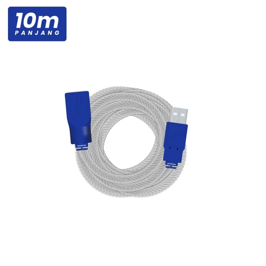 Kabel USB 2.0 to extension 10meter transparan / kabel USB 2.0 male to female 10meter/ kabel usb cew cow 10meter