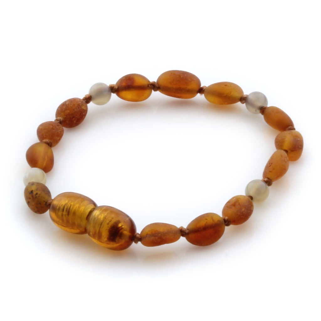 CE45 Gelang Baltic Amber untuk Anak mix with Botswana Agate stone BY CARLIS BABY