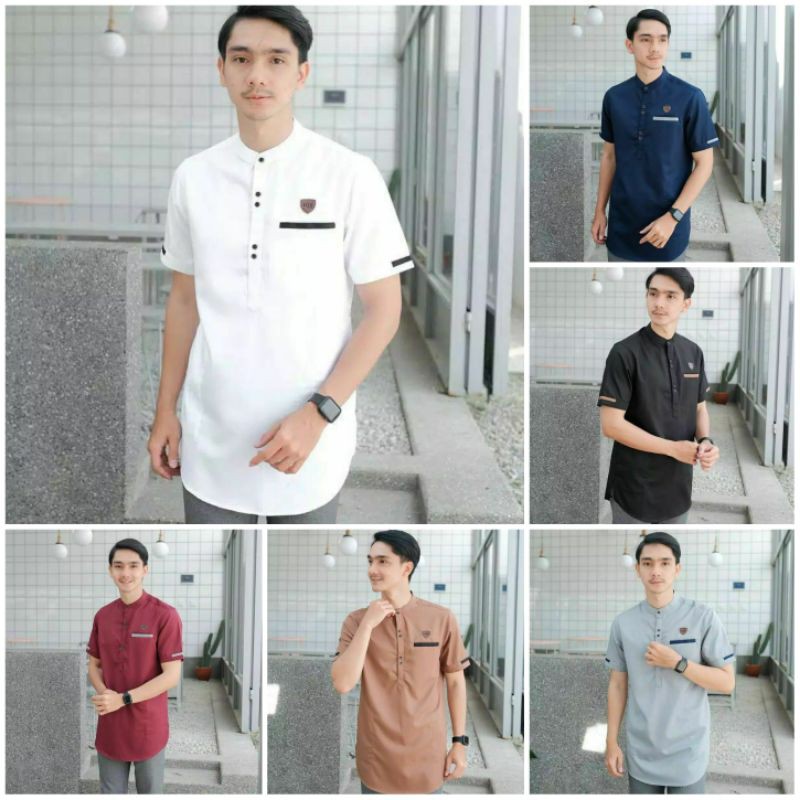 Koko Kurta Lengan Pendek Matt Katun  Adem Tebal Terlaris