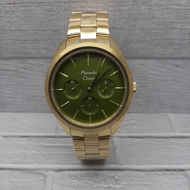 ALEXANDRE CHRISTIE WANITA AC 2817 BF ORIGINAL ( GOLD GREEN DIAL )