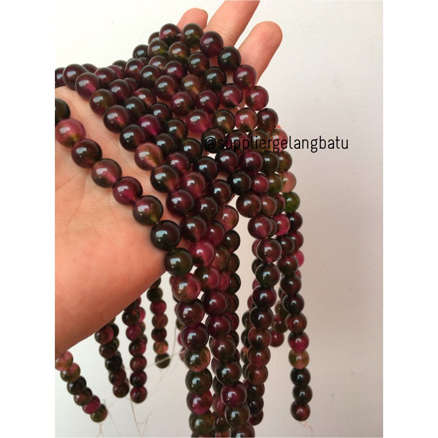 Burgundy Quartz Round Beads 10mm aksesoris premium kuarsa akik renceng aksesoris bahan craft grosir