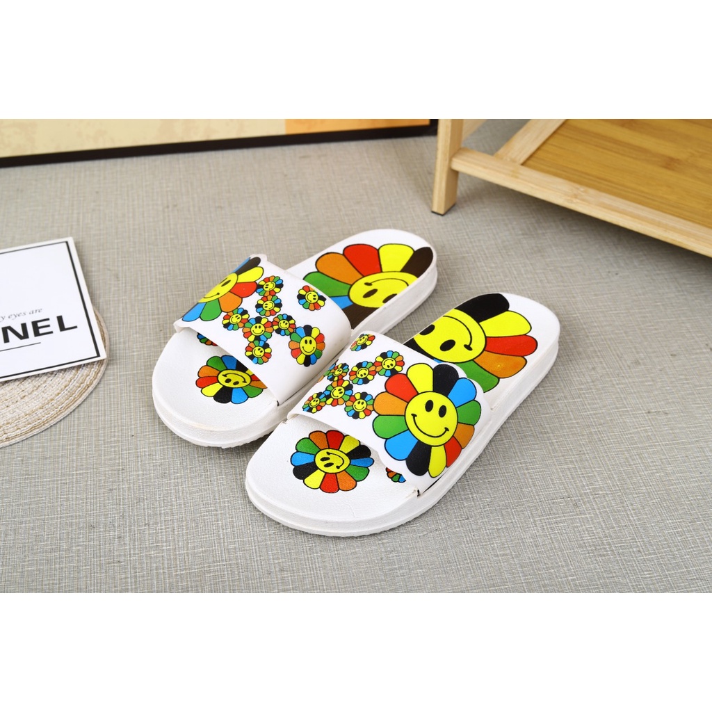 ♥DPS829♥ S25 Sandal Flip Plop Motif Emoticon Pelangi Import Dan Keren