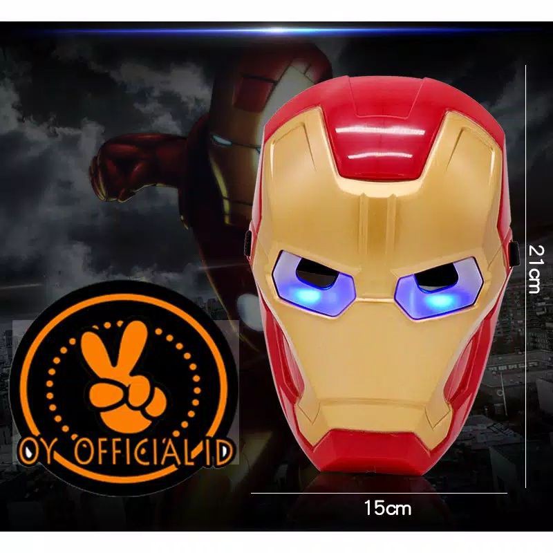 Topeng LED IRON MAN anak superhero topeng nyala