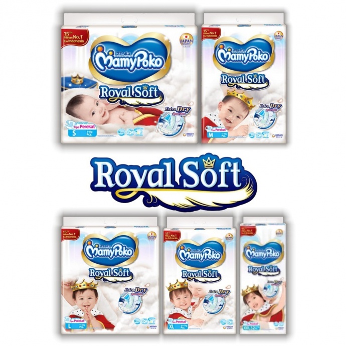 Mamypoko Pants Royal Soft - S46,S60(Perekat),NB52(Perekat),M56(Perekat),L48(Perekat)M42,XL30/20,XXL2