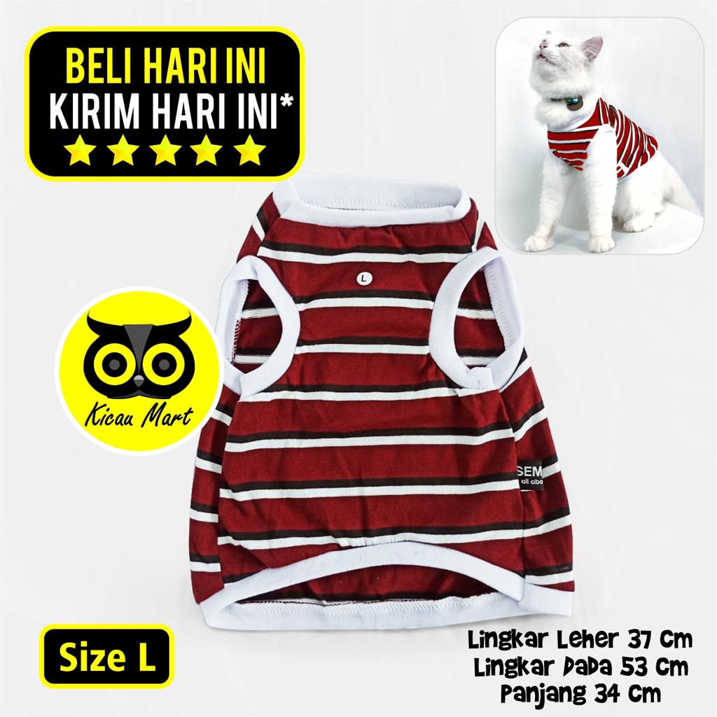 Baju Kaos Kucing Anjing Sempati Motif Garis Ukuran L Large Kaos Singlet Kitten Anabul Puppy Tank Stripe Pet Shirt Pakaian Musim Panas Anjing Kelinci Monyet Lucu Murah