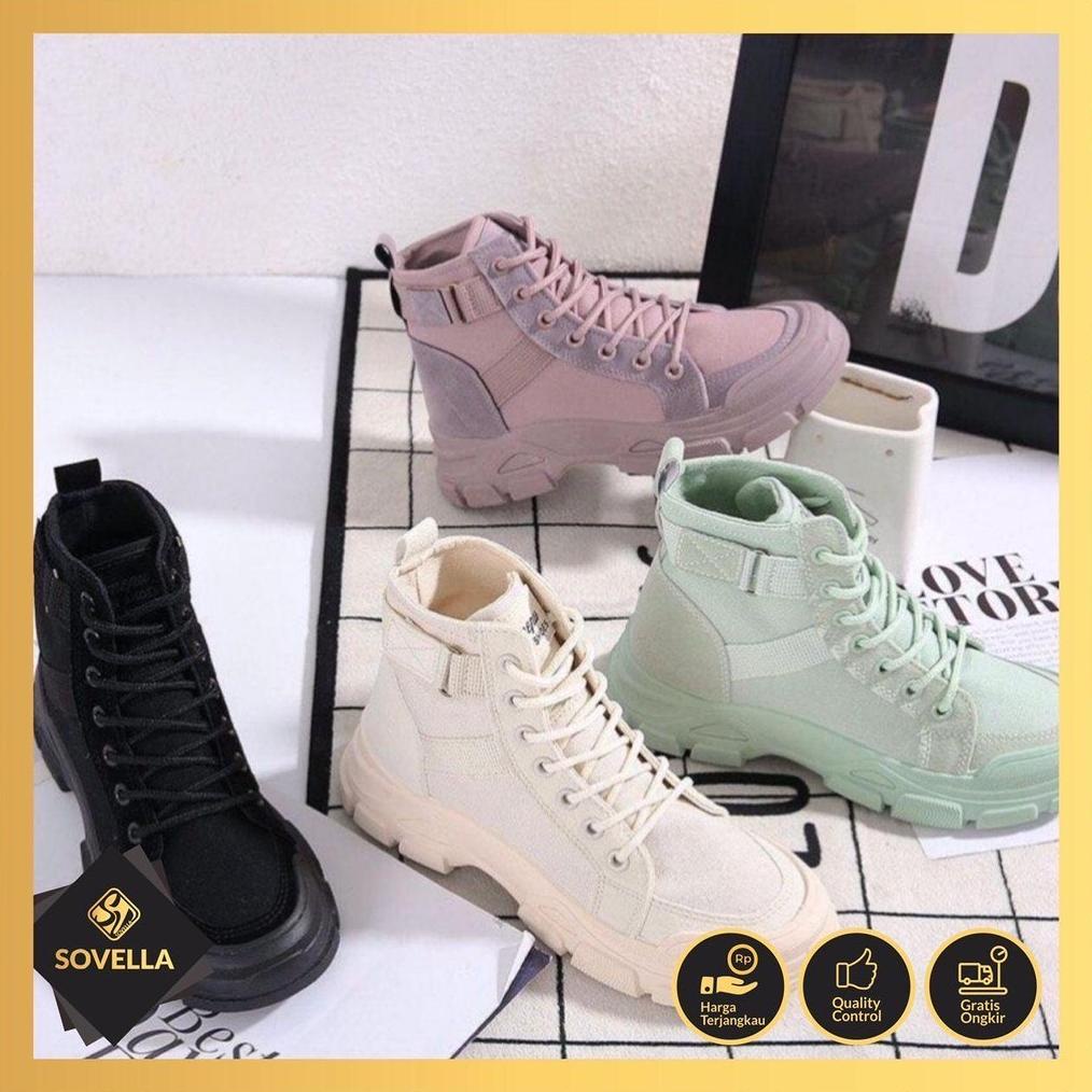 Sovella Lizza Sepatu Sneakers Boots Wanita Import Hitam Violet ., .,