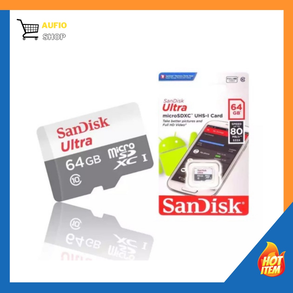 MEMORY CARD SANDISK ULTRA MICRO SDXC UHS-I CARD 64GB SPEED UP TO 100MB/s Dijamin Original