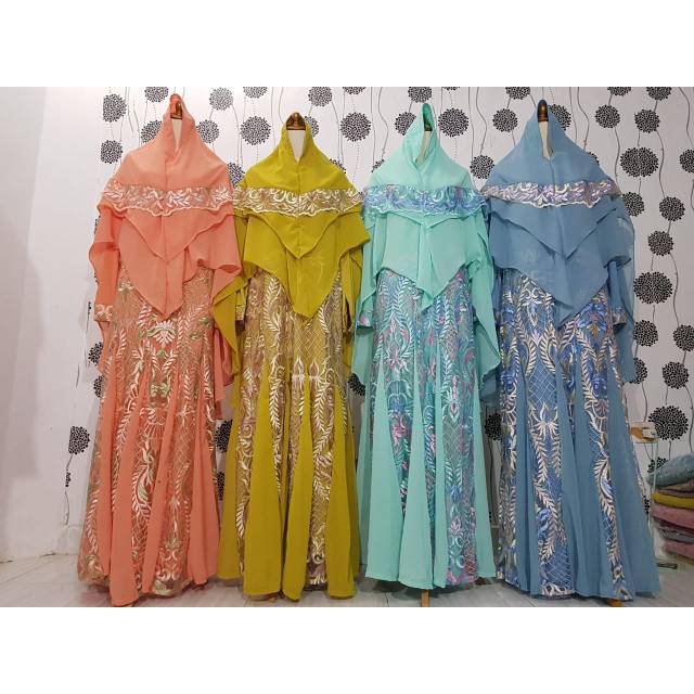 Gamis brokat syar'i elegan