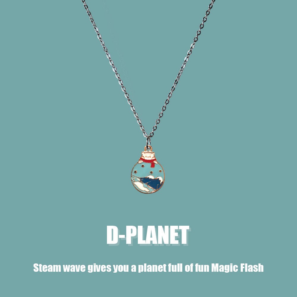 Dplanet Biru Glacier Polar Bear Kalung Lucu Kartun Paduan Kalung Pasangan Liar Sweater Rantai