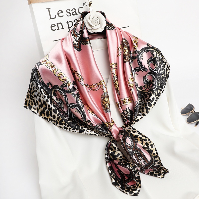 90x90 cm Syal Persegi Besar Satin Jilbab Wanita Hijab Pola Persegi Panjang Bahan High Grade Silk Immitation outer scarf Sunscreen scarf outer Korea fashion aksesoris