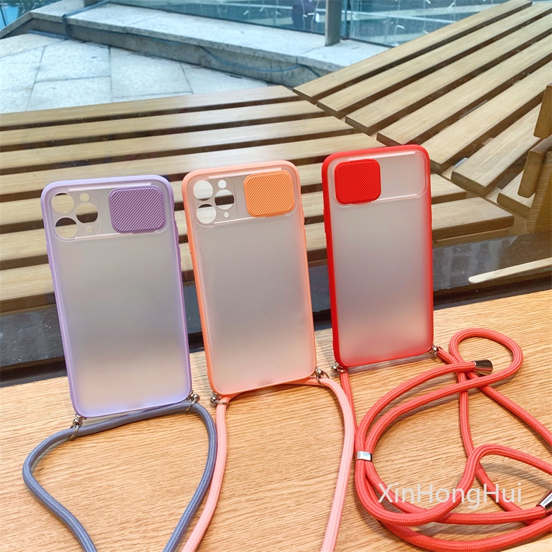 All-Inclusive Push-Pull Lens Protective Cover Dengan Lanyard Anti-drop Dan Anti-lost Ponsel Case Untuk IPhone 11 12 Pro Max Mini 7 8 SE2 Plus X Xr Xs Max