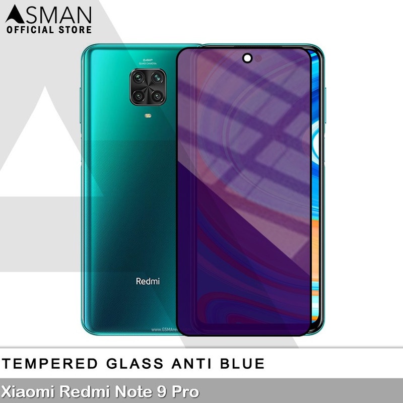 Tempered Glass Blue Light Full Lem Xiaomi Note 9 Pro Anti Radiasi Screen Protector